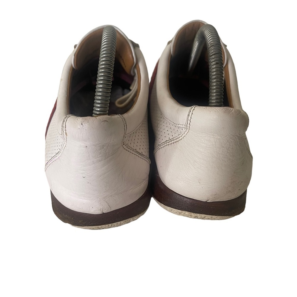Bally Frenz Size 9.5 Perforated Leather Textile-Stripe White Platform Sneakers - Picture 3 of 10